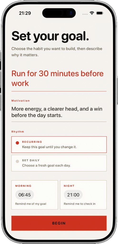 Set your goal in Carpe